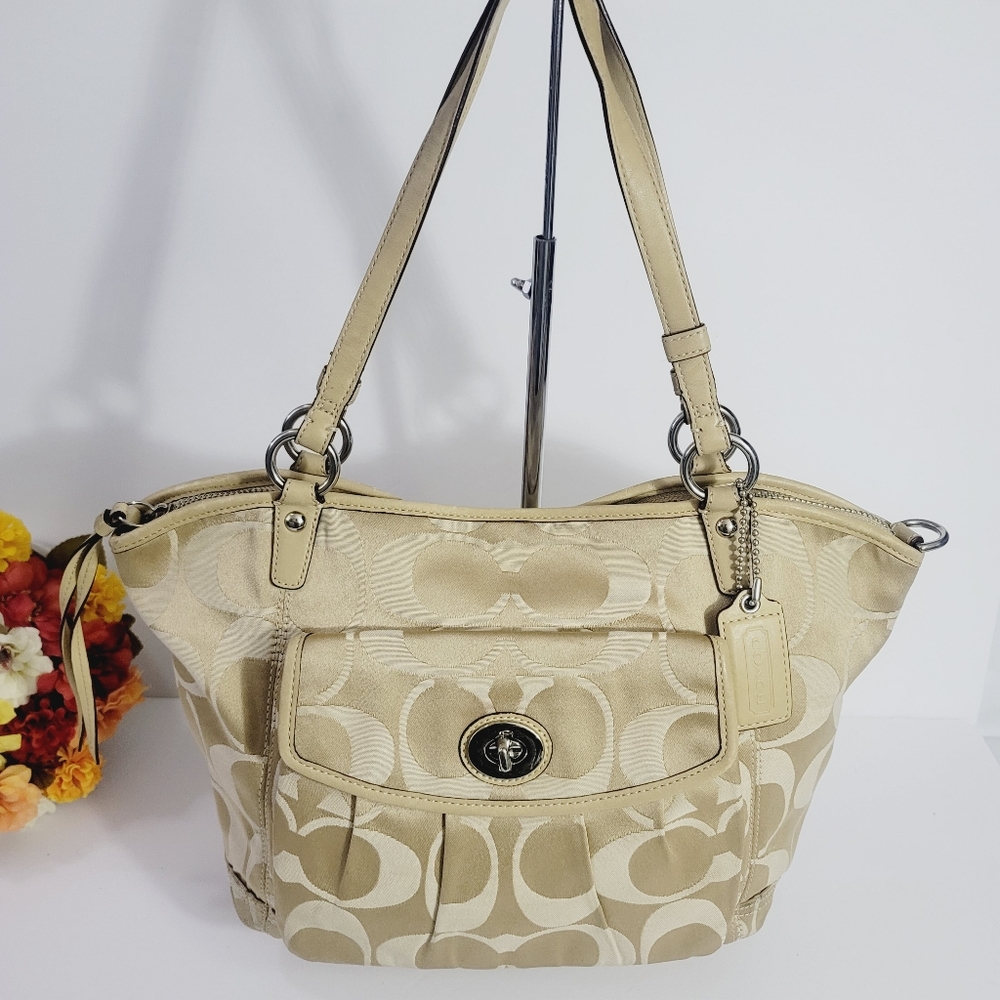 COACH SIGNATURE MONOGRAM KHAKI TOTE